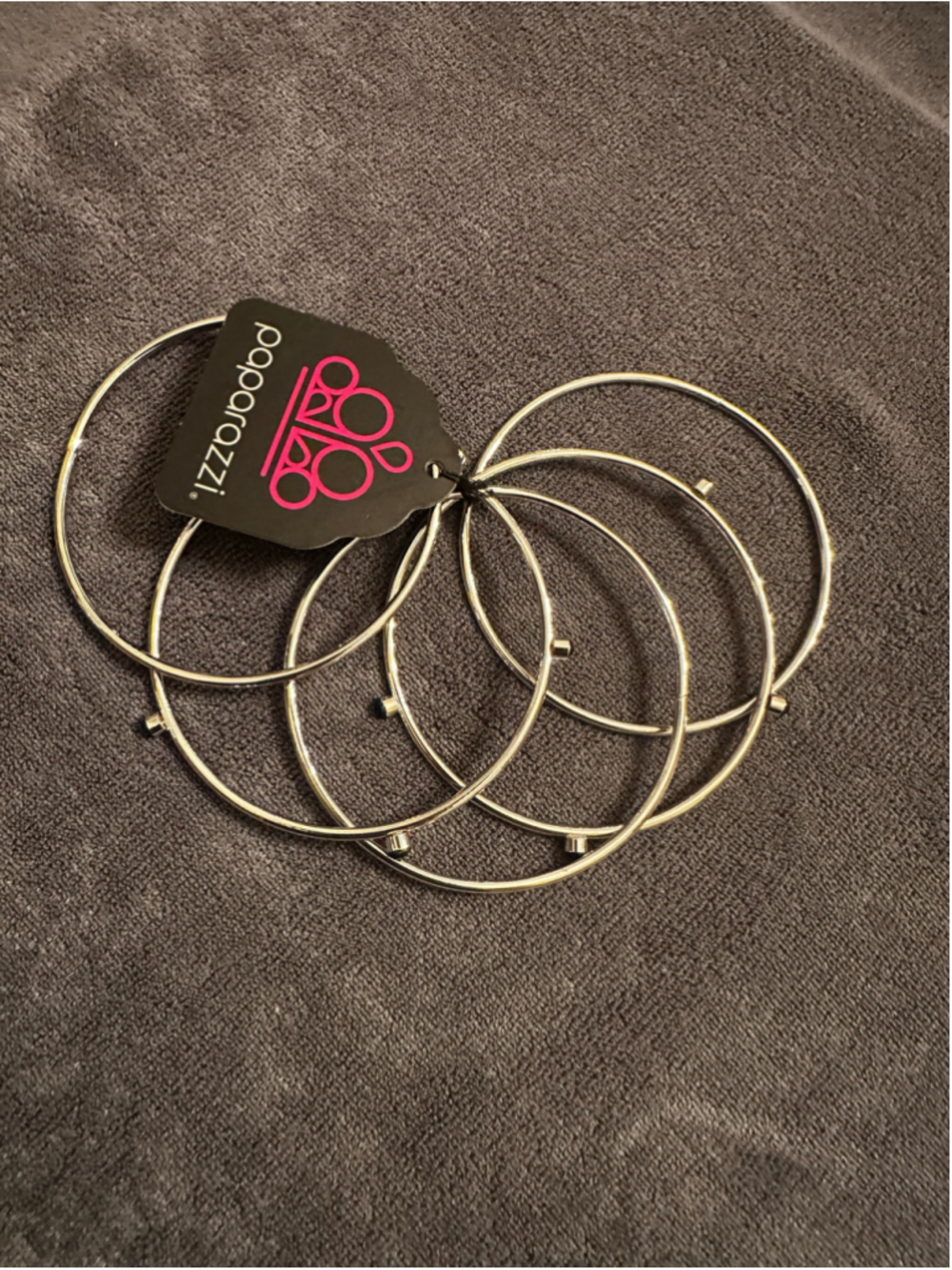 Paparazzi Silver and Black Bangle Bracelet Set